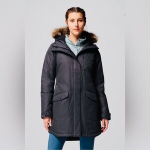 Columbia Suttle Mountain Long Insulated Black Hooded Lined Jacket Women’s Size M